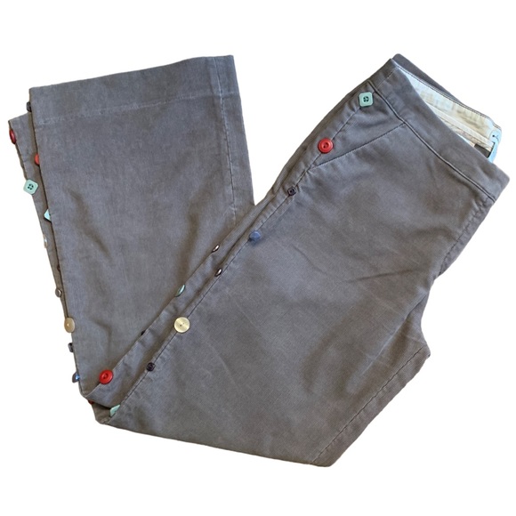 Anthropologie Elevenses wide leg pants with button seam embellishment
